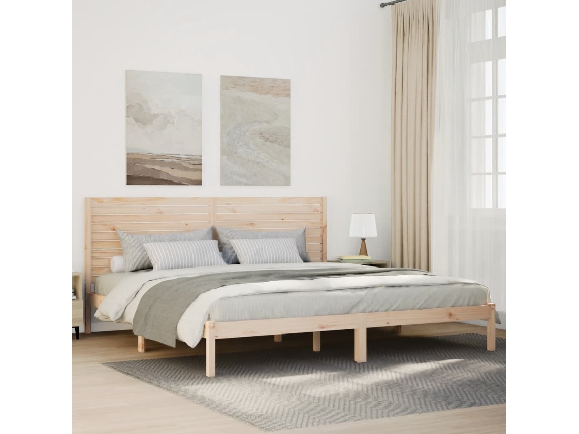 Vidaxl Cama Extra Longa Sem Colchão 200x210 Cm Madeira Maciça