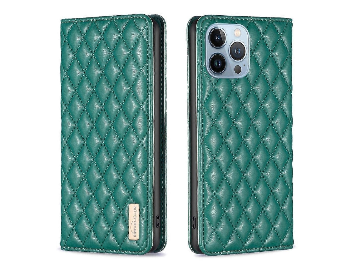 Lurelia Capa Flip Iphone 13 Pro Couro Tpu Magnética Verde