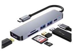 Hub Usb C Adaptador Usb C Multiporta Para Macbook Pro E Acessórios Air Hub Dongle 6 Em 1 Com Hdmi 4k Tira Lalamoli