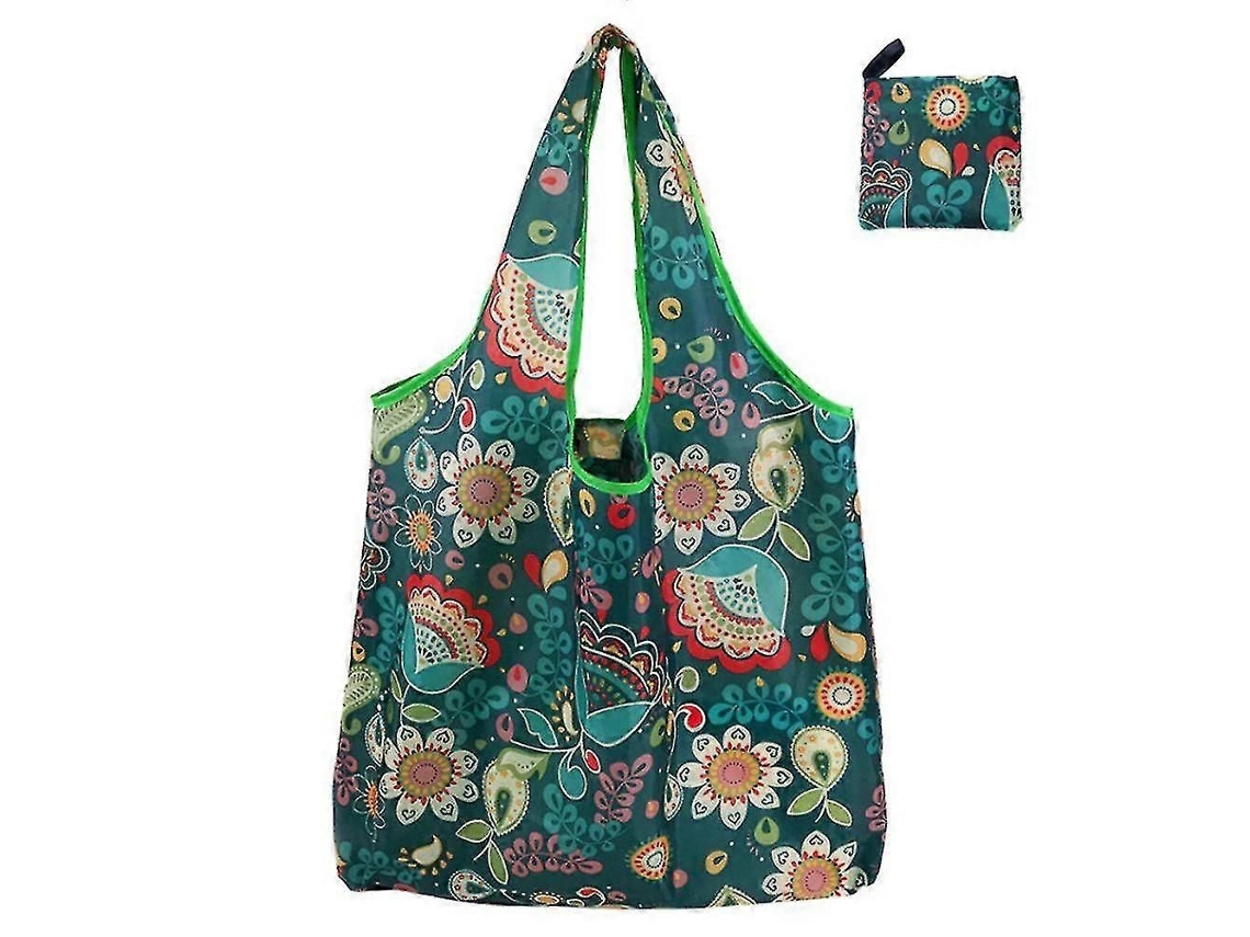Sacola de Compras Dobrável com Estampa Floral, Sacola de Supermercado, Sacola de Compras Tipo Sacola_dez GOKOCO