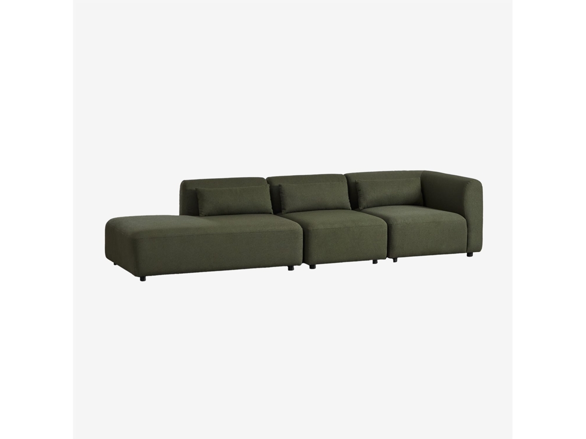 Sklum Sofá Modular De Canto Em 3 Peças Com Chaise Longue À Esquerda Fogler Poliéster                       Chenille Verde Sálvia