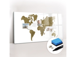 Quadro De Vidro Magnético Mapa-múndi Para A Cozinha Espelharte (120x60 Cm)