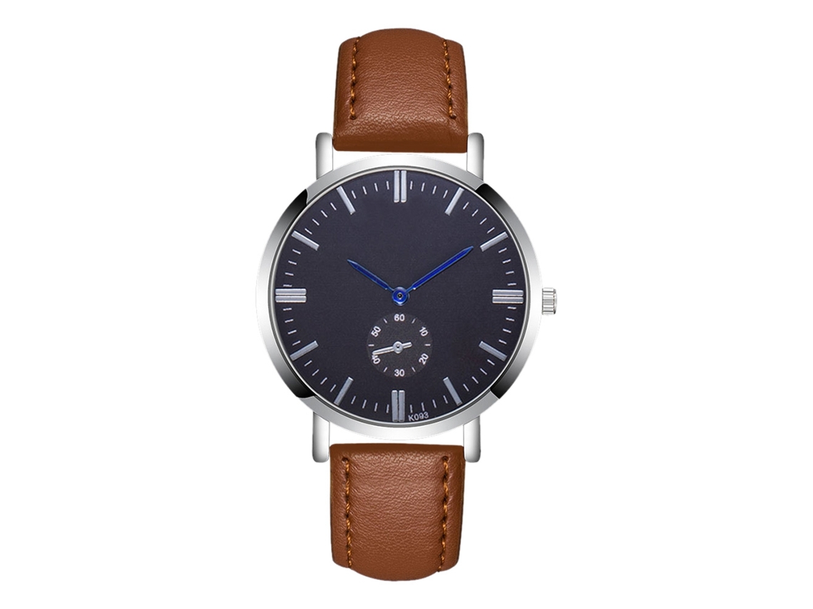 Relógio de pulso masculino moderno com visor analógico de quartzo, resistente e casual, marrom claro.