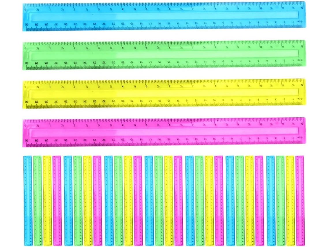 Lurelia Régua Acrílica 32 Peças Em Plástico 30 Cm Para Desenho Técnico