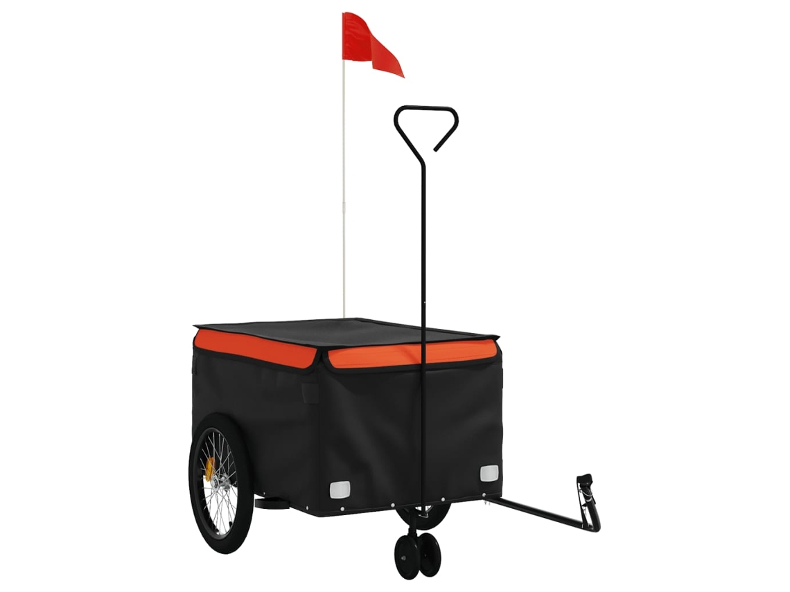 Reboque para bicicleta VIDAXL ferro preto e laranja (45 kg)