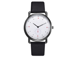 Relógio de pulso masculino de quartzo com pulseira de couro PU, mostrador redondo, estilo casual e profissional, preto.