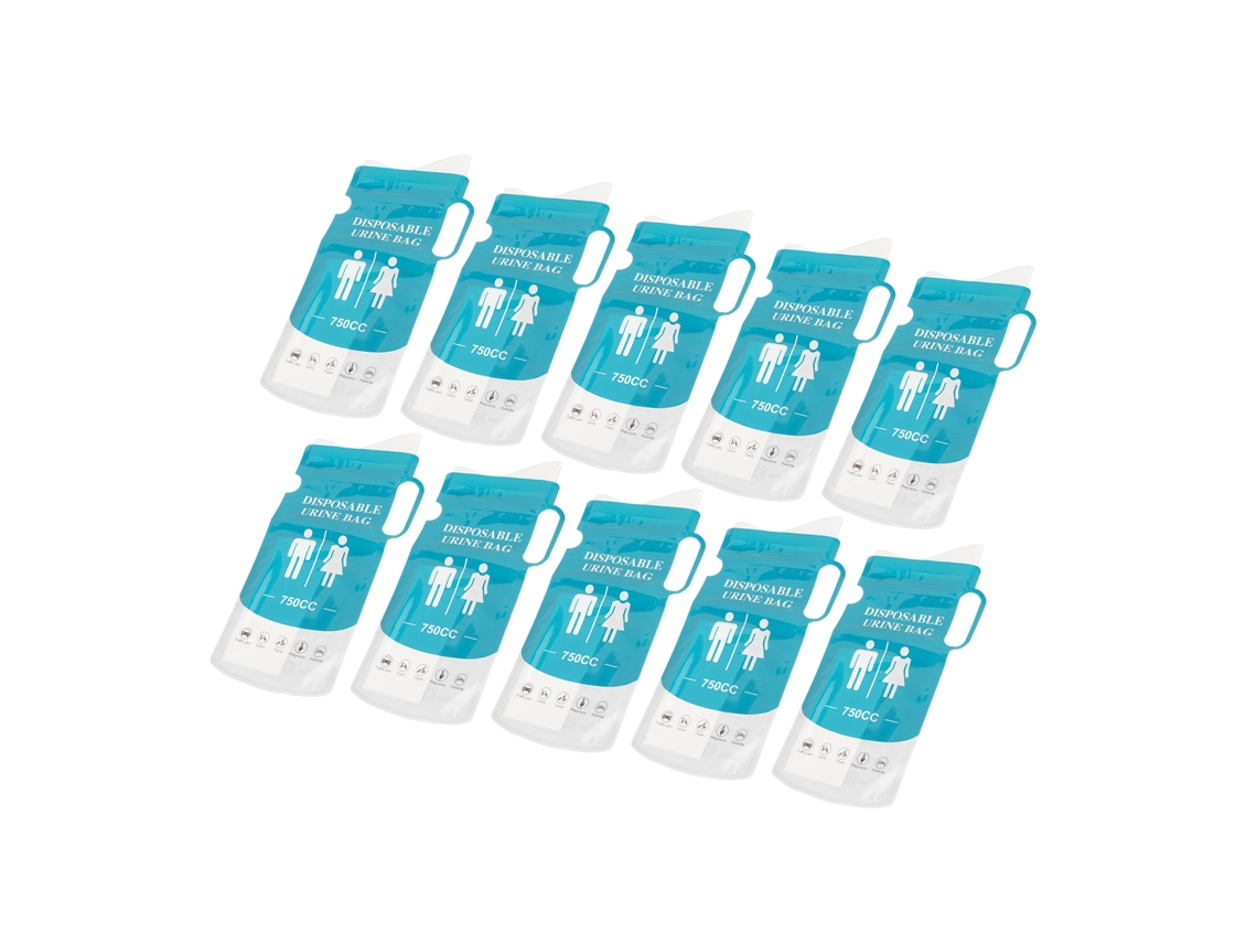 Primerox 10 Sacos de Urina Descartável 750ml Portátil para Emergência Camping Engarrafamento Unissex