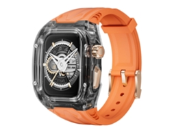 Bracelete Para Apple Watch 10ª/11ª Geração 42mm, Caixa Transparente De Policarbonato De Peça Única Laranja Com Preto Panoona