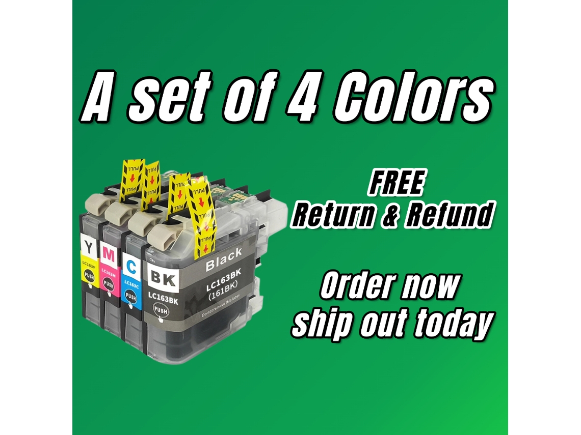 Conjunto De 4 Cores brother Lc163 Lc161 Para Brother Dcp-j152w/dcp-j470dw/dcp-j870dw/dcp-j552dw
