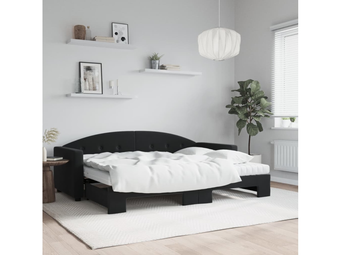 Vidaxl Sofá-cama Com Gavetão E Colchões 80x200 Cm Veludo Preto