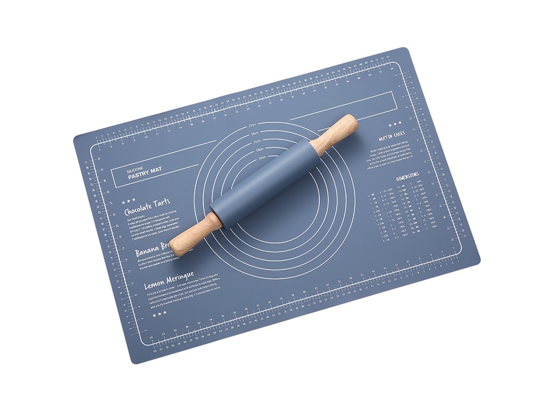 Tapete Grande Antiaderente De Silicone Para Assar Massas, Amassar E Enrolar Massa De Bolo Fondant Azul Zeuxo