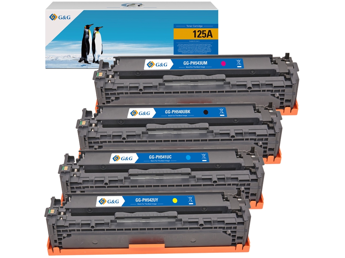 Pack 4 Toners Compatíveis G&G HP 125A/128A/131A Cb540A123/Ce320A123/CF210A123