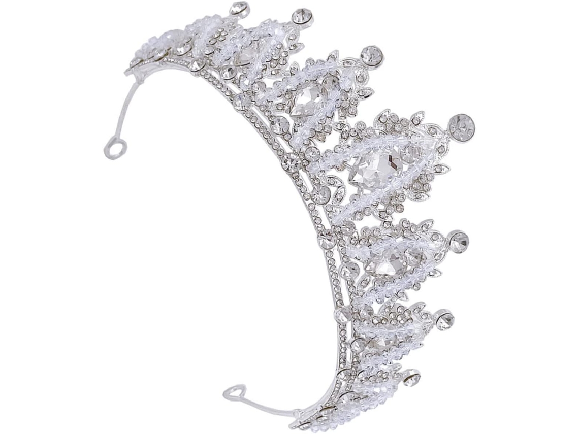 Coroa De Casamento Prateada, Tiara, Acessório De Cabelo Elegante E Durável Para Festas.