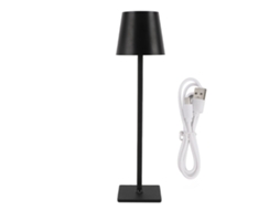 Lâmpada de Mesa Sem Fio Recarregável 3 Cores Dimmer Contínuo Toque Led para Quarto Sala Preto