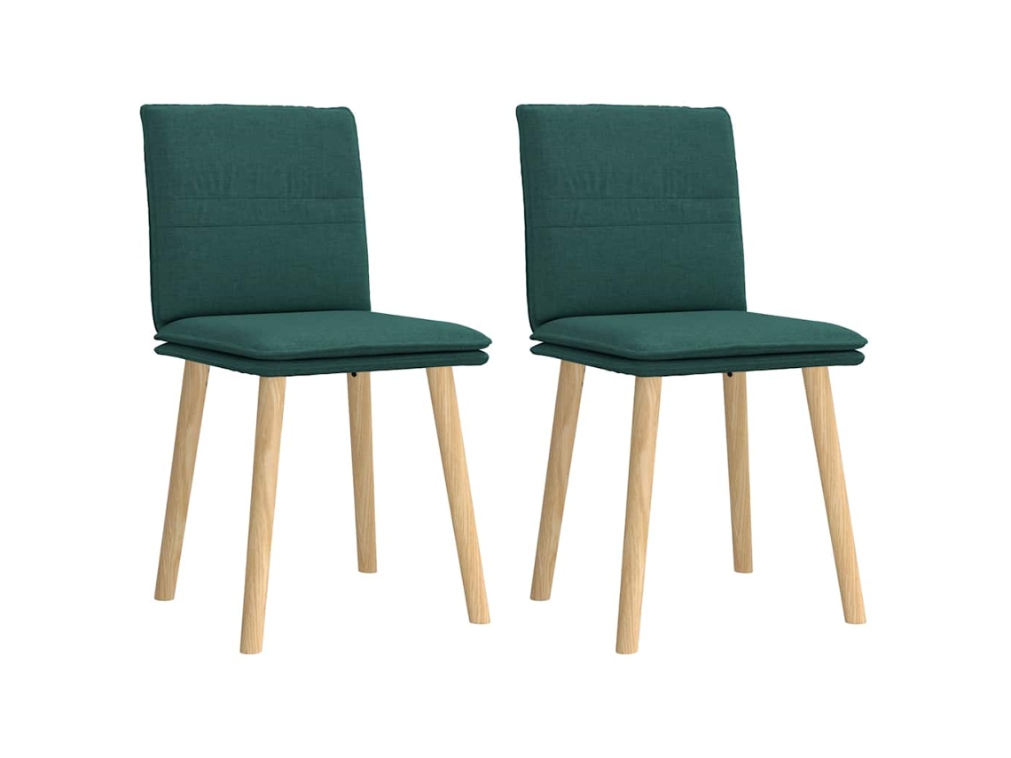 Vidaxl Cadeiras De Jantar 2 Pcs Tecido Verde-escuro