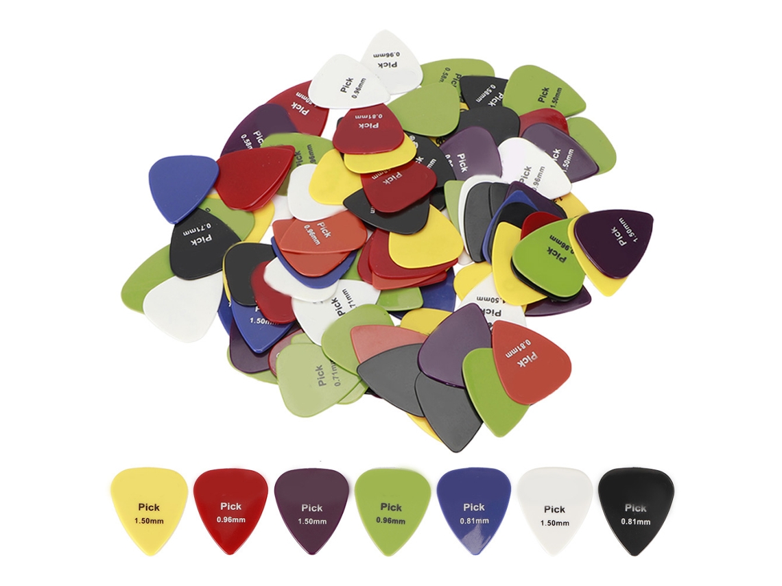 100 Palhetas de Guitarra em Cores Sortidas para Ukulele e Guitarras Elétricas, Acessórios AQUAFORGE