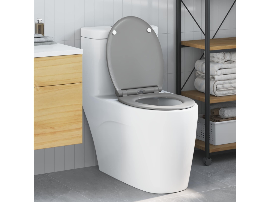 Vidaxl Assento De Vaso Sanitário Cinzento 45,5 X 37,5 X 3,8 Cm