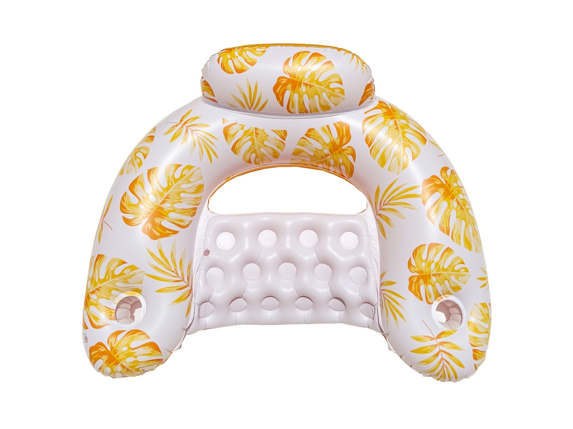 Cadeira inflável para piscina com porta copos e encosto amarelo SIURN