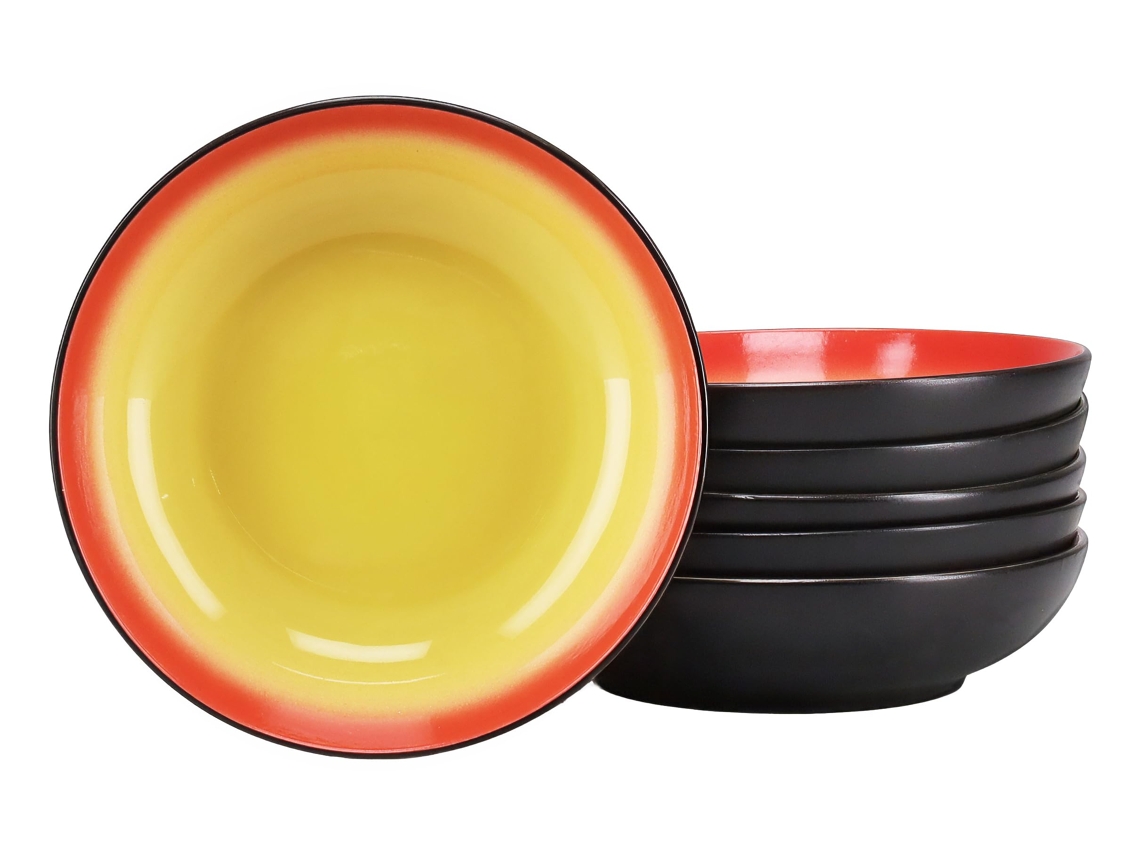 Conjunto De 6 Pratos De Sopa Em Grés Série Hot Red