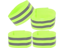 Conjunto de 4 pulseiras refletoras de segurança para adultos, leves e elásticas, de alta visibilidade, ideais para espetáculos e eventos.
