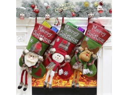 Meias De Natal Wabjtam Fantasy Park Artigos Decorativos Para Festas Olysi Shop (pacote Com 3)