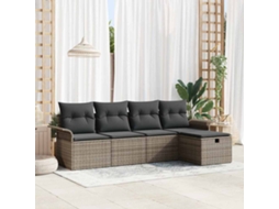 Vidaxl Conjunto De Sofá De Jardim 5 Unid. Cinzeto Vime Pe