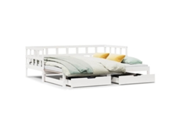 Sofá Cama com Gavetão e Gavetas Branco MAISON EXCLUSIVE (80x200 cm)