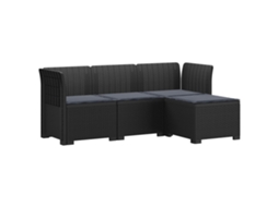 Vidaxl Sofá De Jardim Para 4 Pessoas Com Almofadas Estilo Rattan Pp