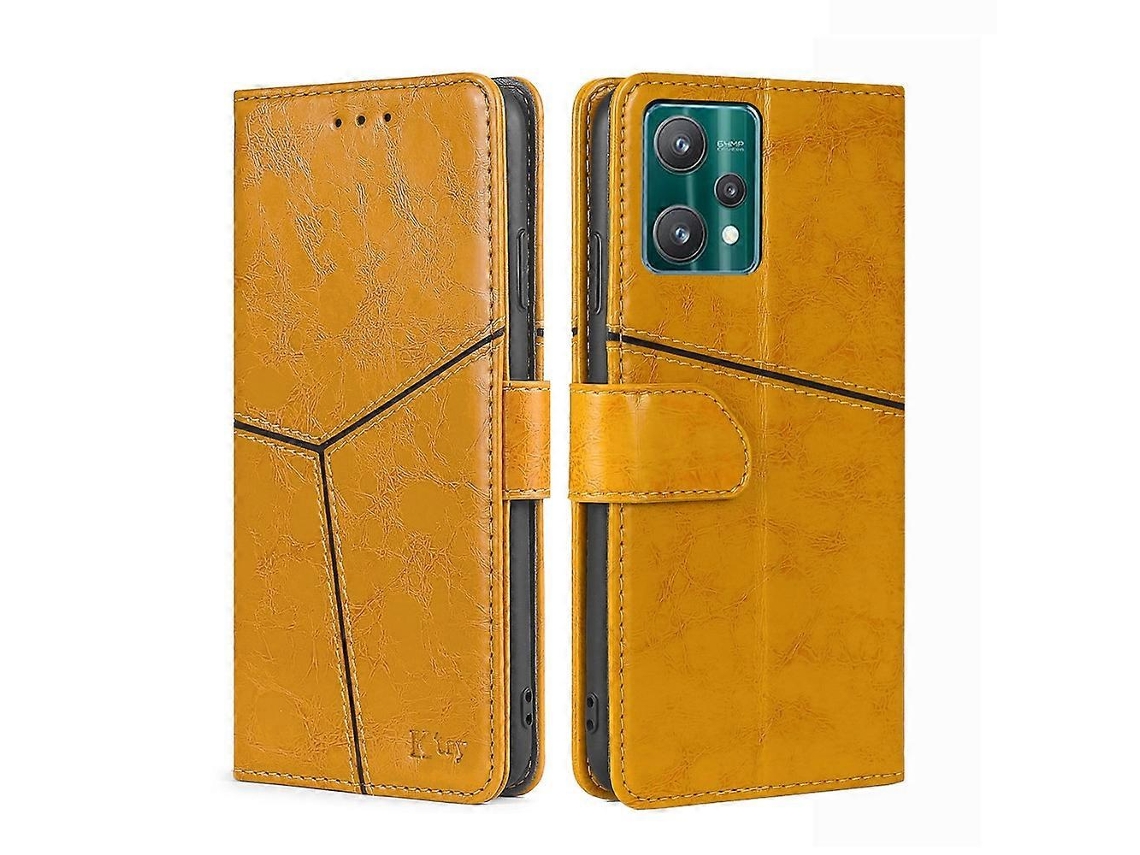 Capa De Couro Flip Com Costura Geométrica Horizontal Para Oppo Realme 9 Pro