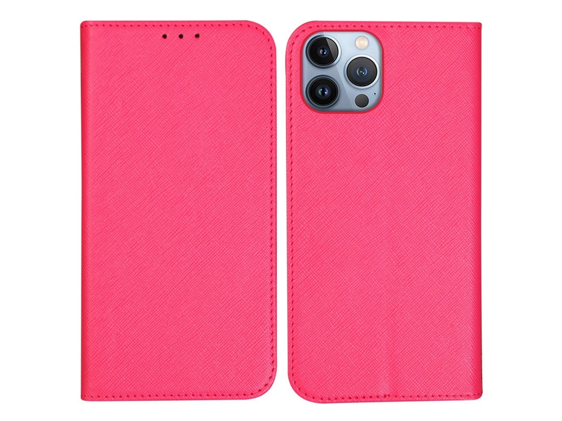 Capa Inch Para Iphone 13 Pro Max Pele Sintética Anti-riscos Magnética Rosa