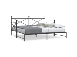 Vidaxl Cama De Dia Com Gavetão Sem Colchão 100x200 Cm Aço Preto