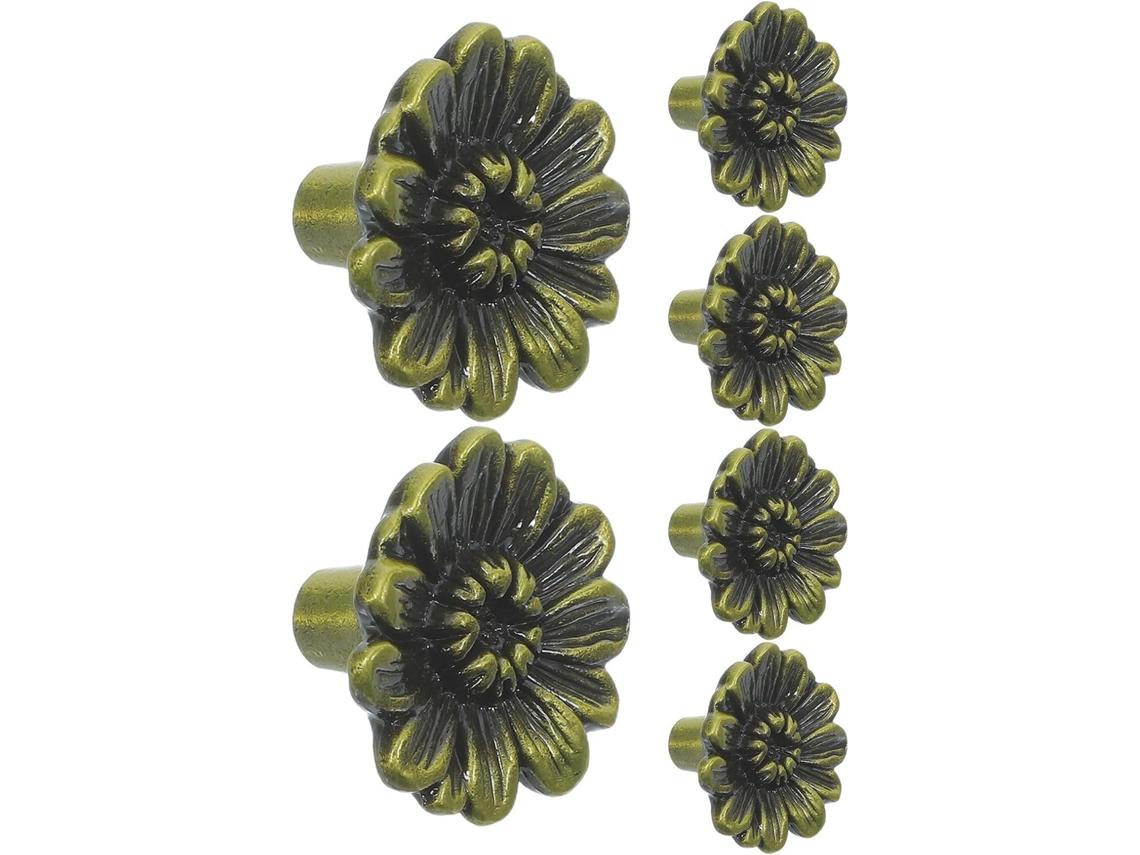Puxador Abaodam Em Liga De Zinco, Resistente E Durável, Com Design Floral, Conjunto De 6 Peças, Fácil Instalação, Estilo