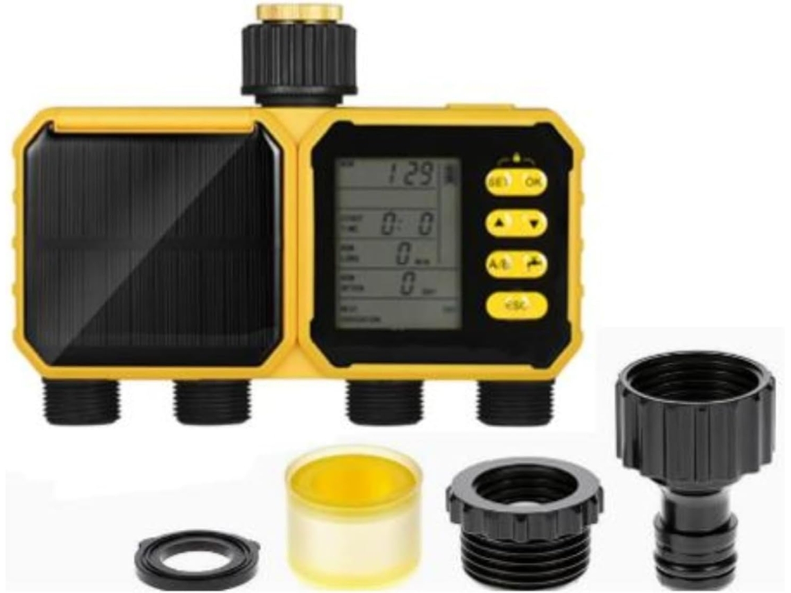 Temporizador De Irrigação Solar 4 Zonas Com Sensor Chuva, Controlador