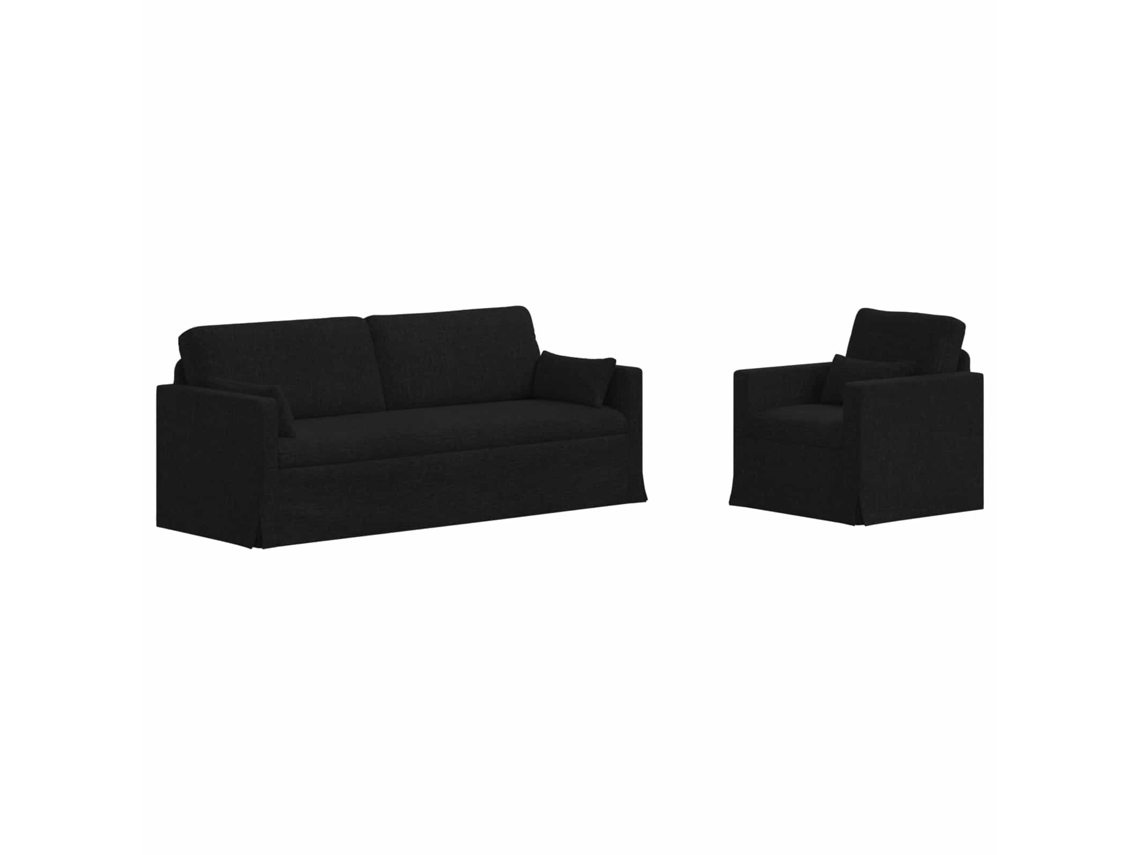 Maison Exclusive - Conjunto De Sofás 2 Unid. Preto Tecido
