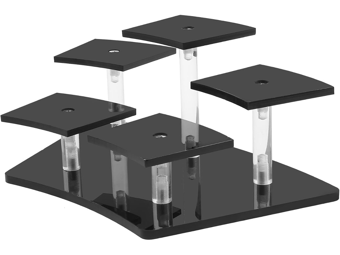 Suporte De Acrílico Preto 5 Níveis Favomoto Para Exibição Estatuetas, Prateleira De Exibição Em Vários Níveis, Suporte