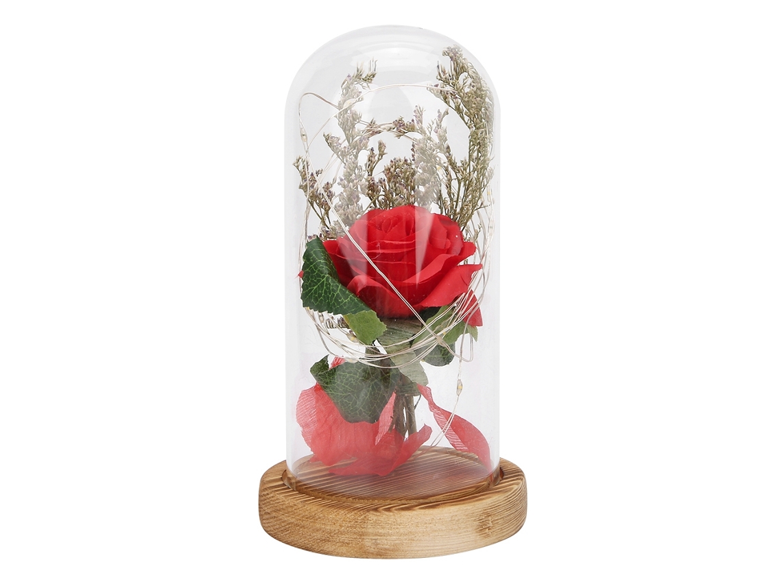 Luz Led Noite Rosa Plástica Base Madeira Branco Quente