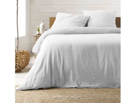 Lençol de cama gaze algodão branco 240 x 220 cm Promo Linge