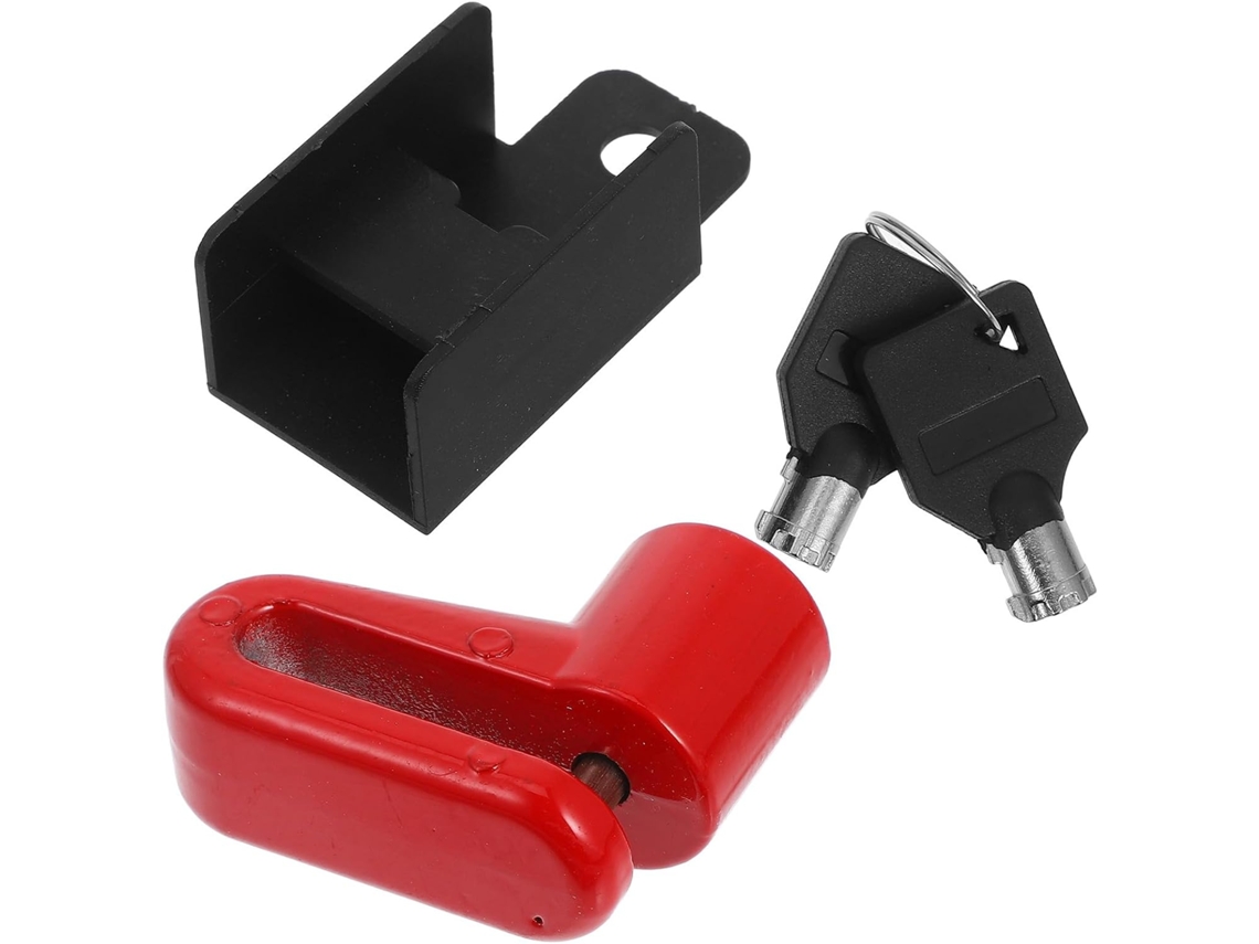 Cadeado De Disco De Freio Em Aço Resistente, Vermelho, Para Motocicletas E Bicicletas.