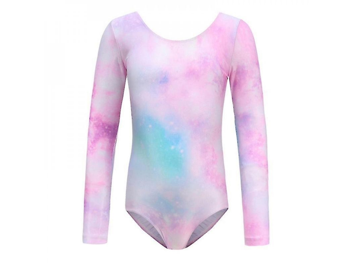 Traje de balé Rebe-Gynastica para meninas com collant de manga comprida Dança Yoga Treinamento 150cm B