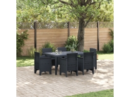 Conjunto De Jantar De 7 Peças Rattan Poliéster Cinza Lovely Home