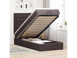 Cama Otomana Com Colchão 100x200 Cm Tecido Castanho Escuro
