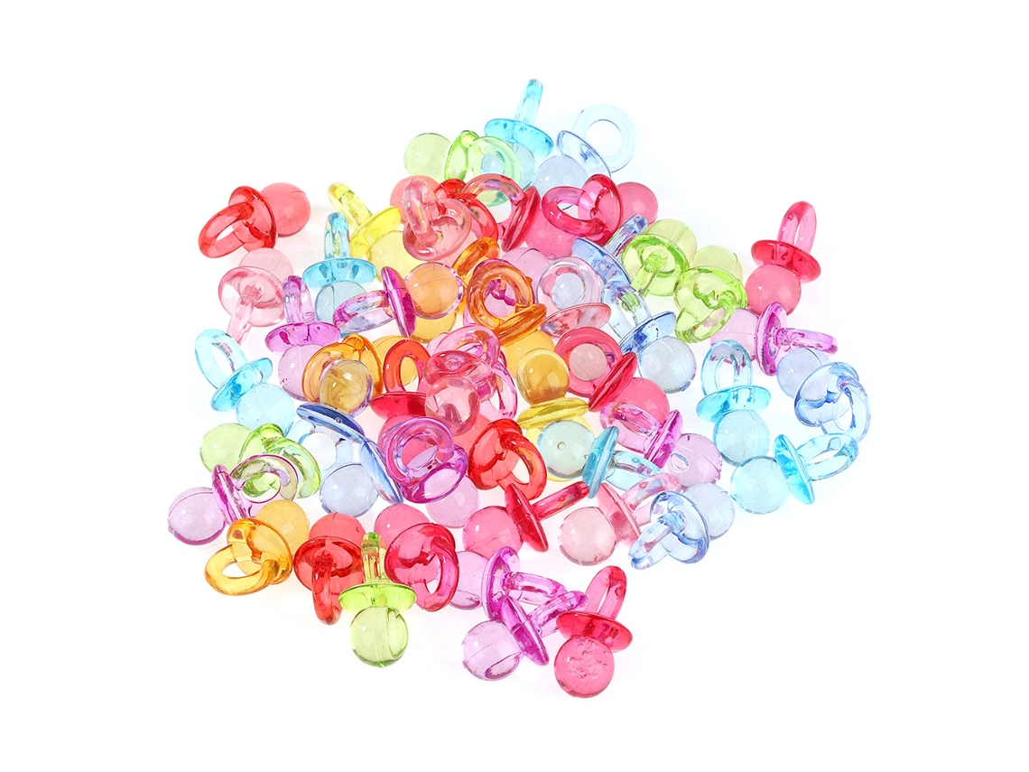 Laxiscreed Pack De 50 Chupetas De Acrílico Para Bebés, Decoração De Baby Shower Com Cores Transparentes