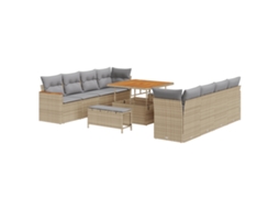 Conjunto 11 Sofá De Jardim Vidaxl Bege Vime Pe (100 X 100 X 71 Cm)