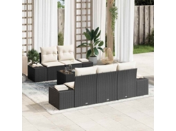 Vidaxl Conjunto De Sofá De Jardim 6 Pcs Preto E Creme Vime Pe
