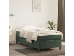 Estrutura De Cama Sem Colchão 80x200 Cm Veludo Verde-escuro