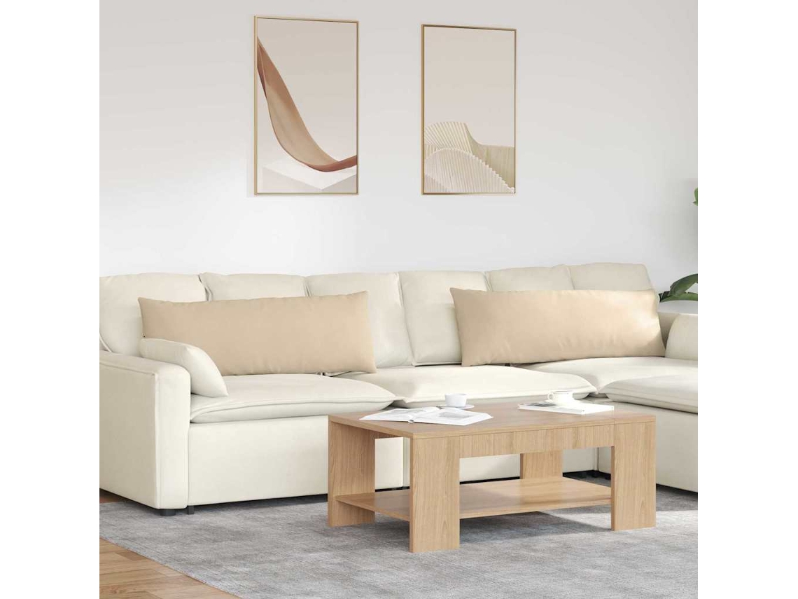 Vidaxl Travesseiros De Sofá 2 Unid. Tecido Creme 120 X 40 Cm