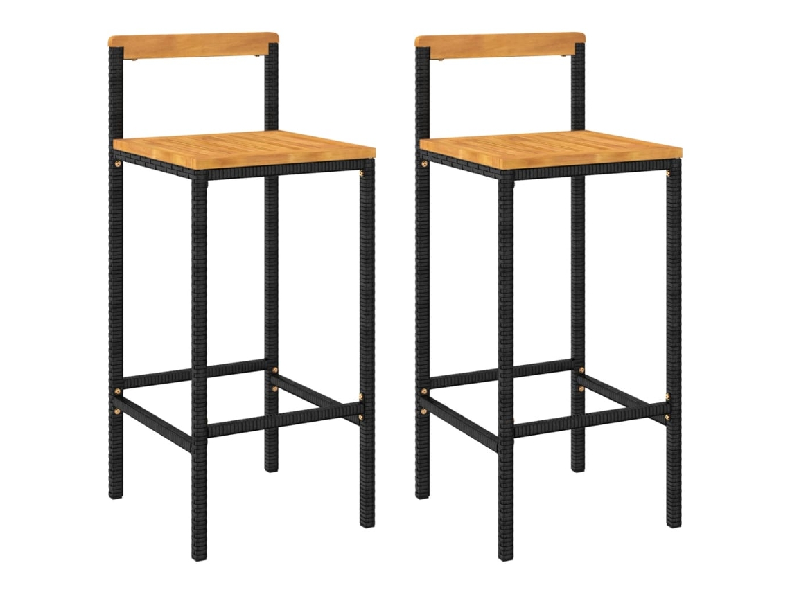 Bar Stool, Bar Stools Vidaxl Preto Rattan / Vime (40 X 44 X 100 Cm)