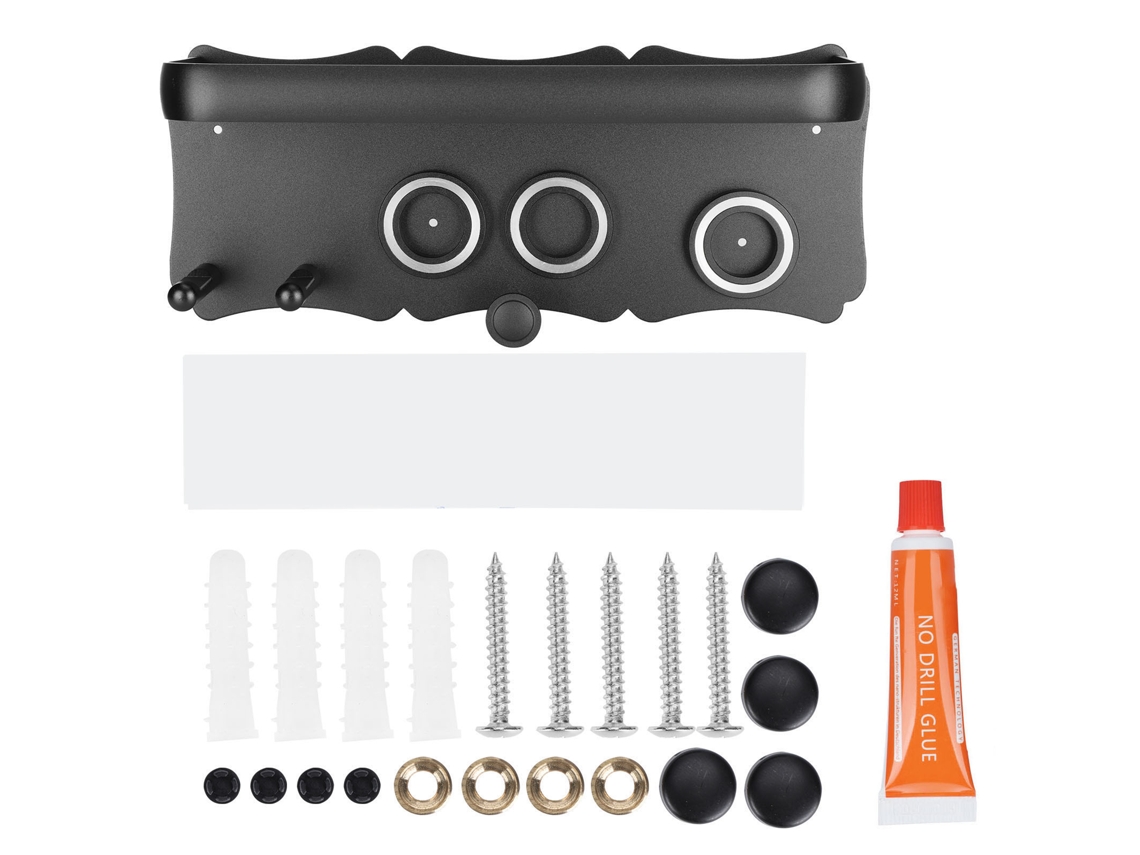 Suporte de Parede para Secador de Cabelo Organizador Preto
