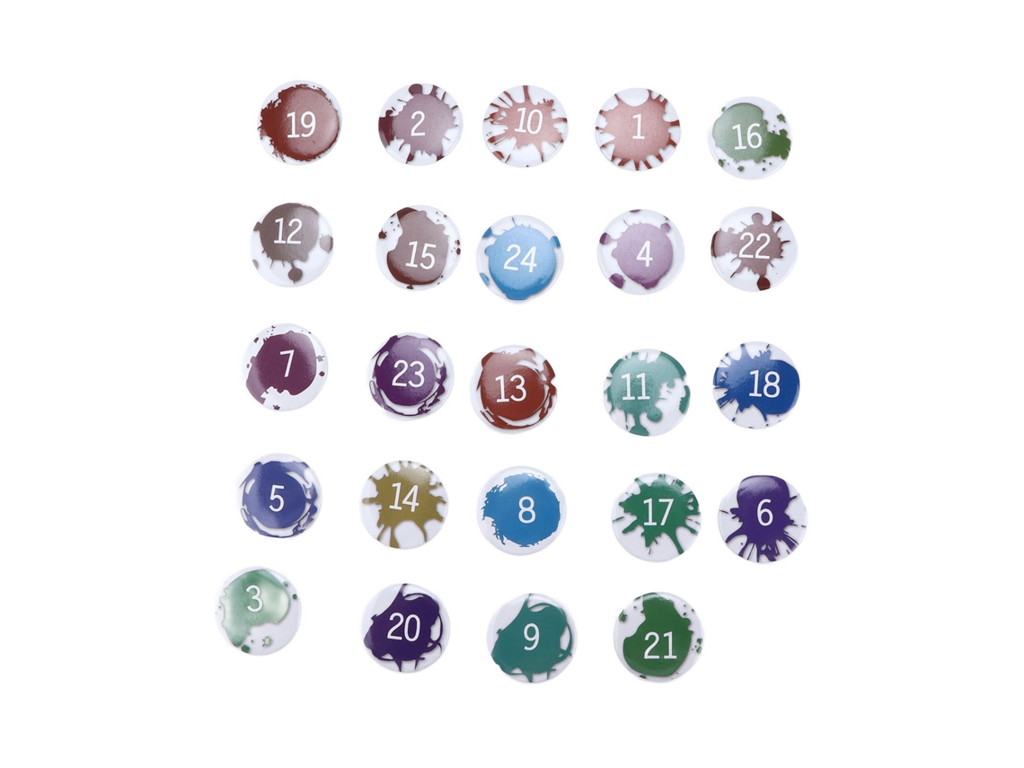 Botão de Sorte com Padrão e Broche de Calendário, 24 Peças LAXISCREED