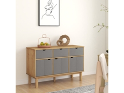 Vidaxl Aparador Otta 114x43x73,5 Cm Pinho Maciço Castanho/cinza